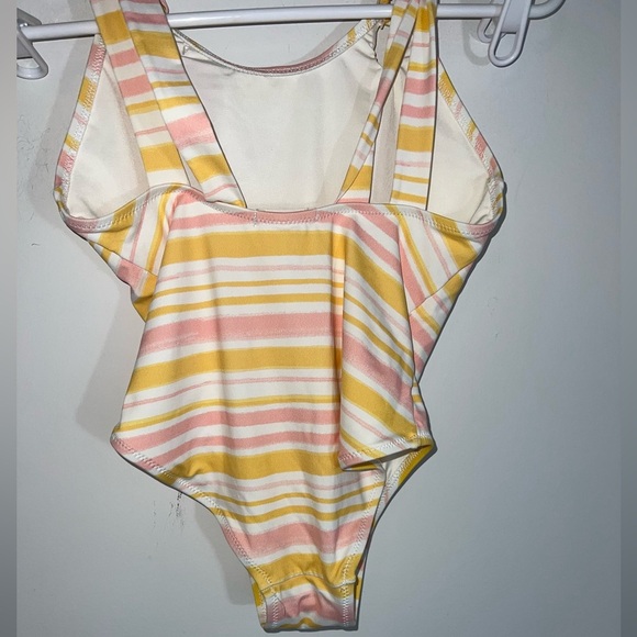 EBERJEY size 12 girls Striped Yellow and Pink Kids Swimsuit - Picture 10 of 11